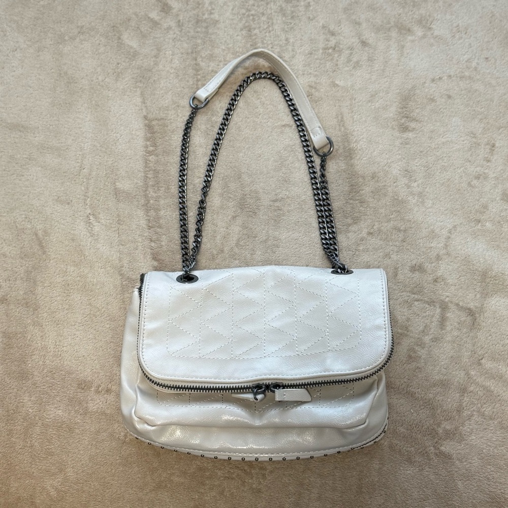 ZARA Cream Quilted Chain-Handle Shoulder Bag